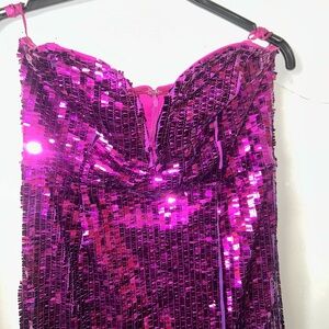 Used one time purple Sequin Strapless Dress; size 16 (XL)
